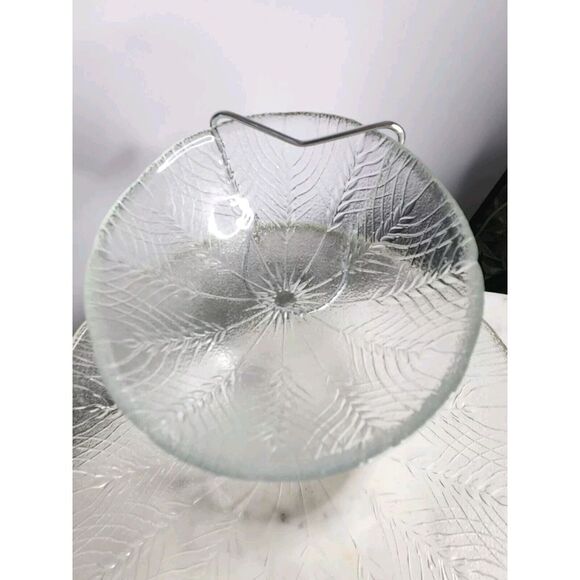 Arcoroc Durand Country Wheat Design 3 pc Chip and Dip Set Original Vintage Clear - Picture 10 of 11